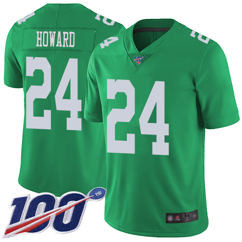 Men Philadelphia Eagles 24 Jordan Howard Limited Green Rush Vapor Untouchable NFL Jersey 100th Season